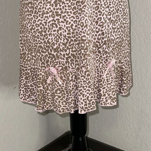 Seda Suave Sleep Dress Women's Medium Pink Leopard Print Bow Slip Lingerie NWT - Picture 2 of 9